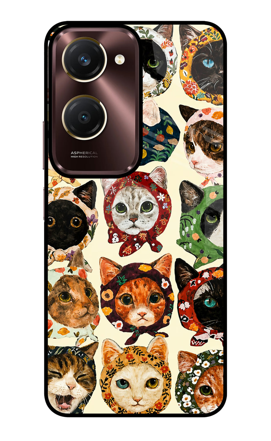 Cool Cat Vivo Y28e 5G Back Cover, Glass case