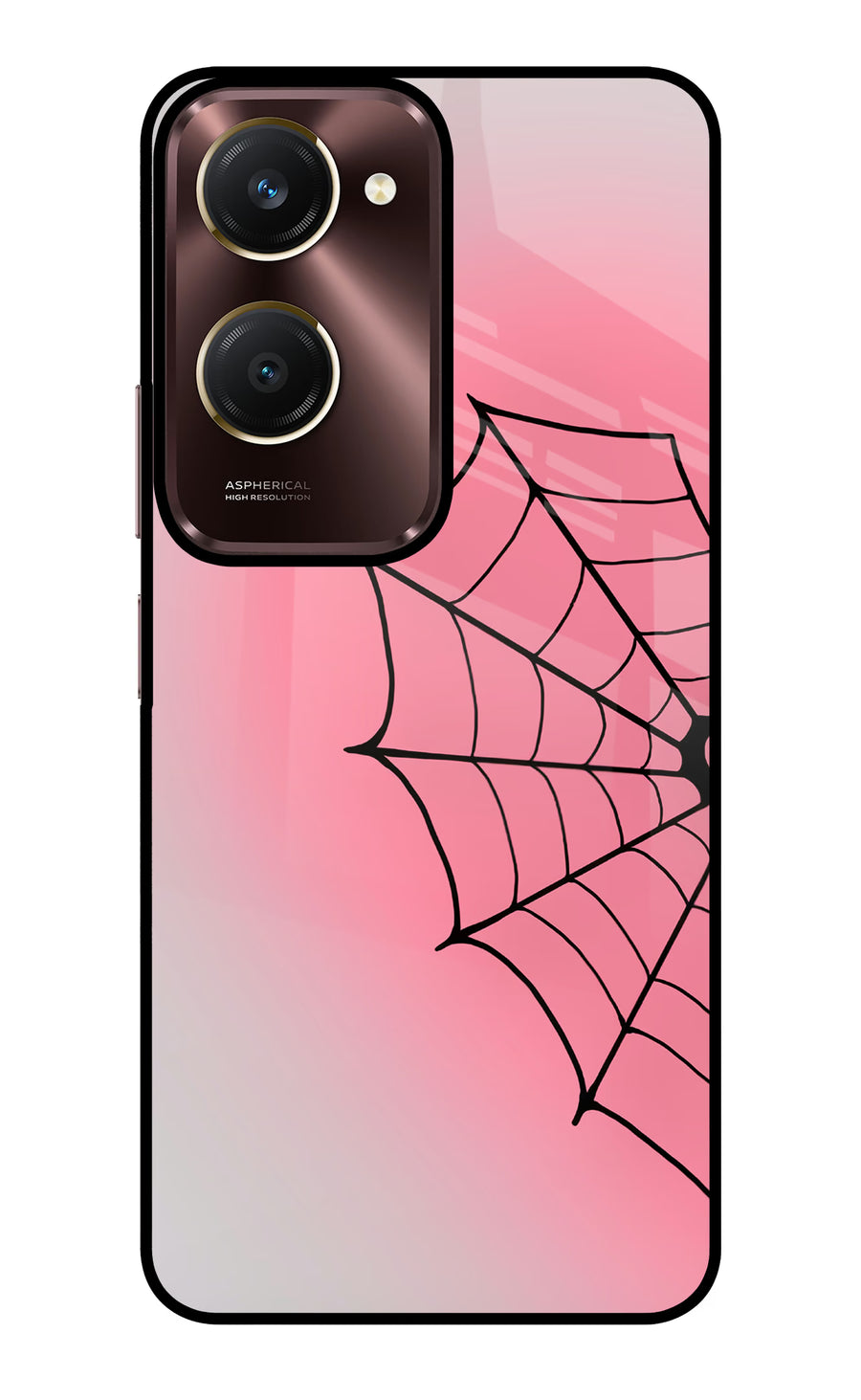 Pink Web Vivo Y28e 5G Back Cover, Glass case