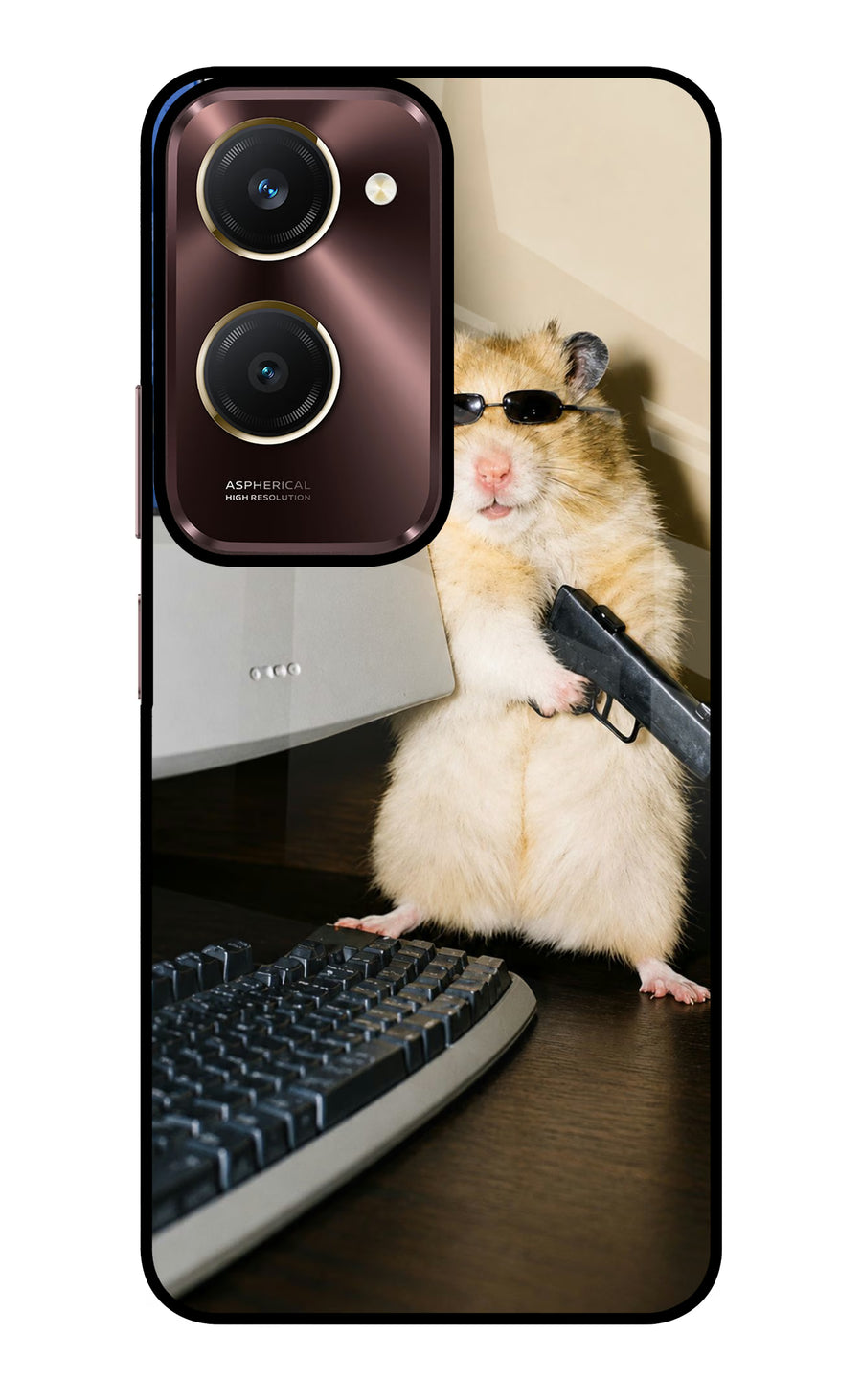 Hacker Hamster Vivo Y28e 5G Back Cover, Glass case