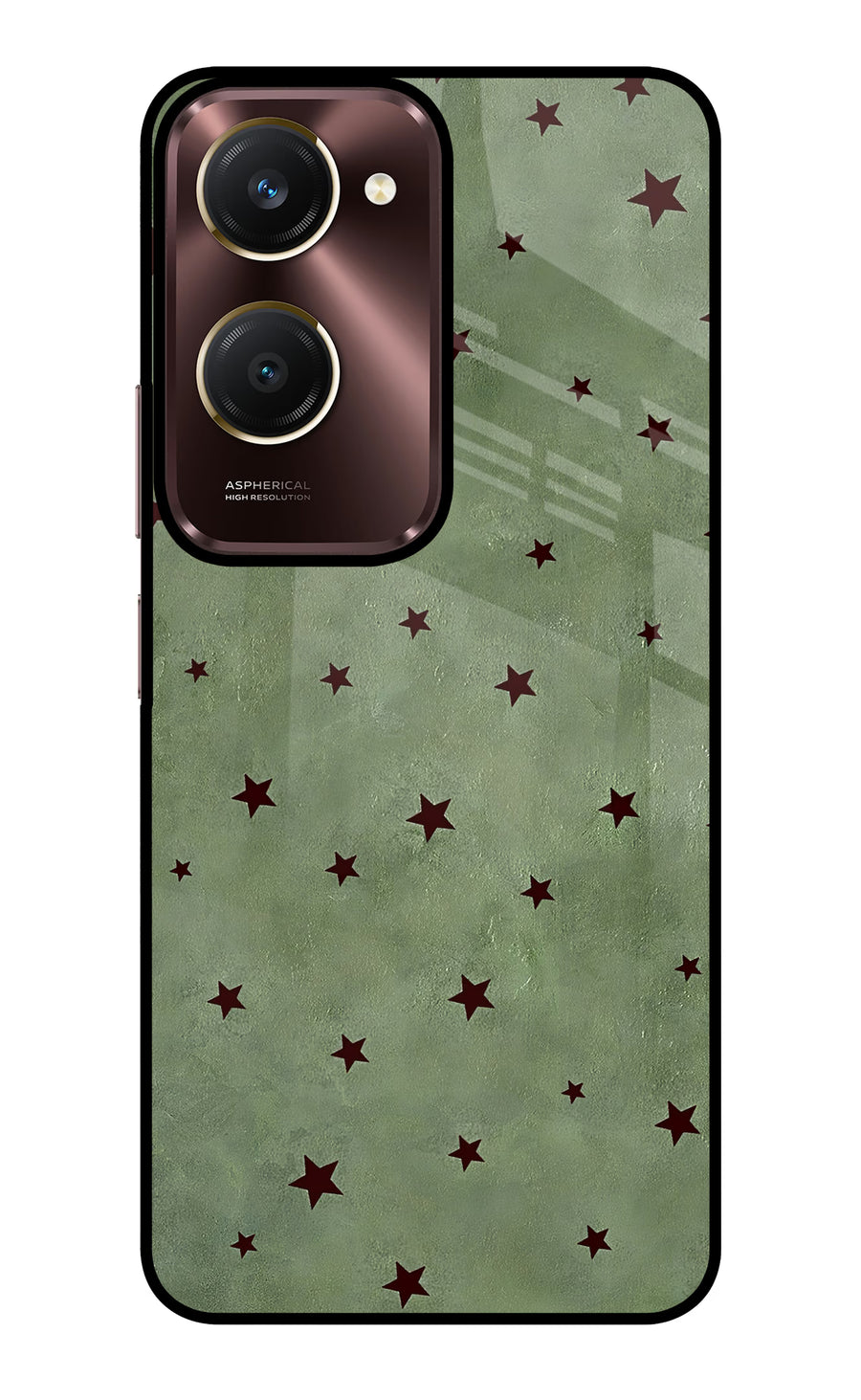 Green Stars Vivo Y28e 5G Back Cover, Glass case