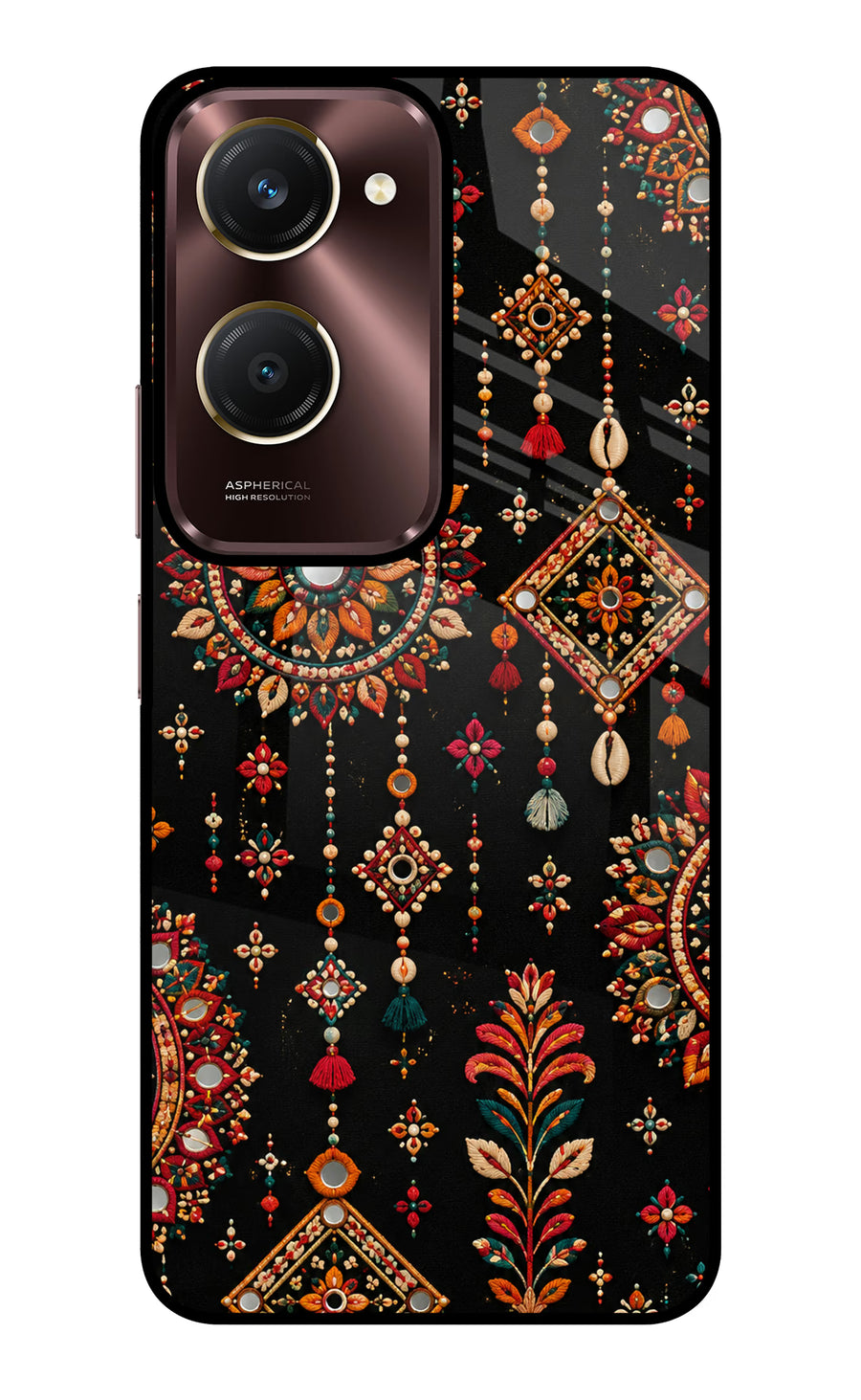 Boho Noir Vivo Y28e 5G Back Cover, Glass case