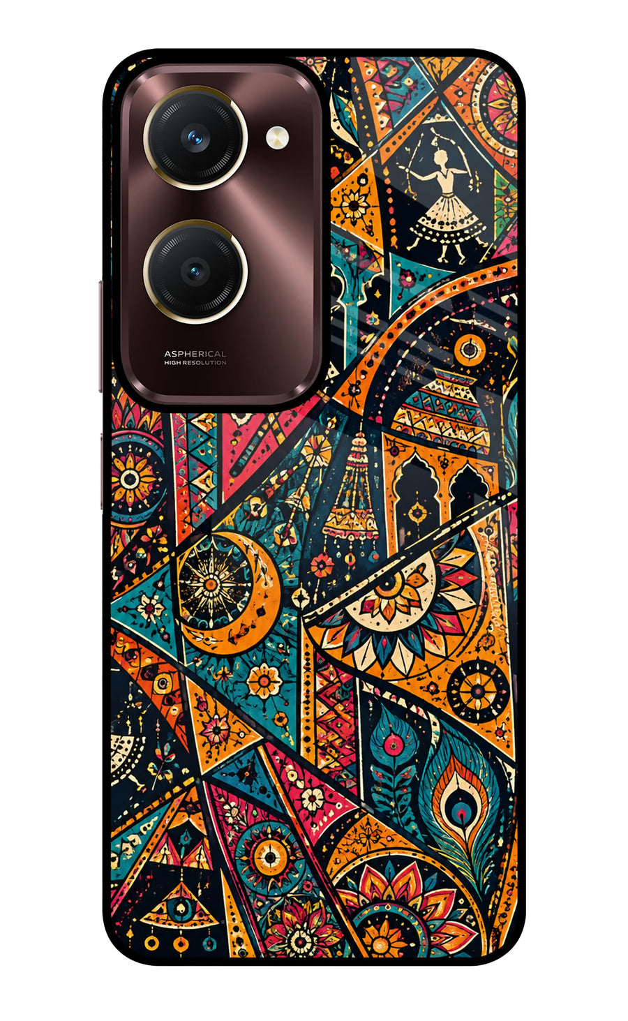 Folk Print Vivo Y28e 5G Back Cover, Glass case