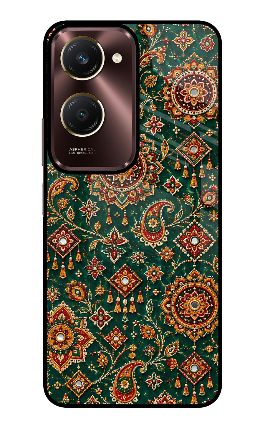Green Pataka Vivo Y28e 5G Back Cover, Glass case