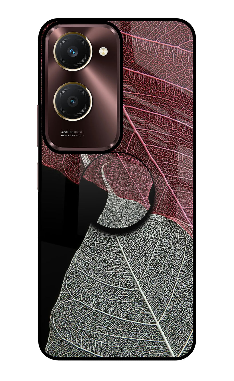 Leaf Pattern Vivo Y28e 5G Pop Case, Glass case