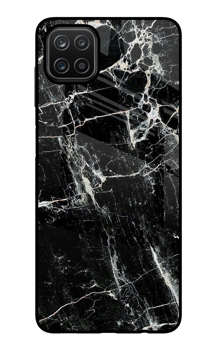 Black Marble Texture Samsung A12 Back Cover, Glass case