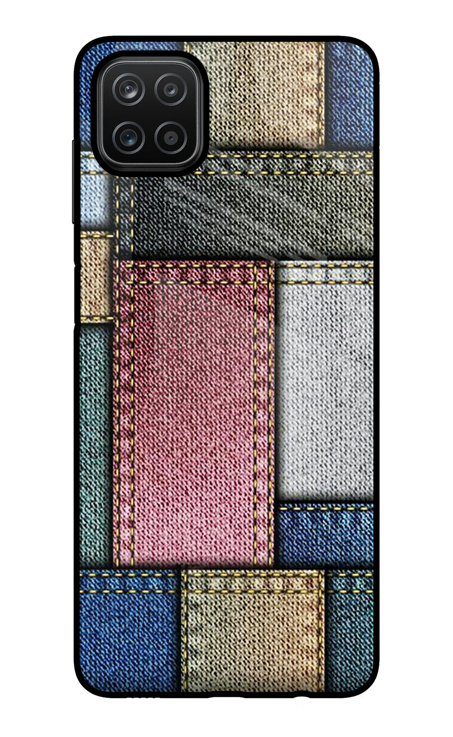 Multicolor Jeans Samsung A12 Back Cover, Glass case