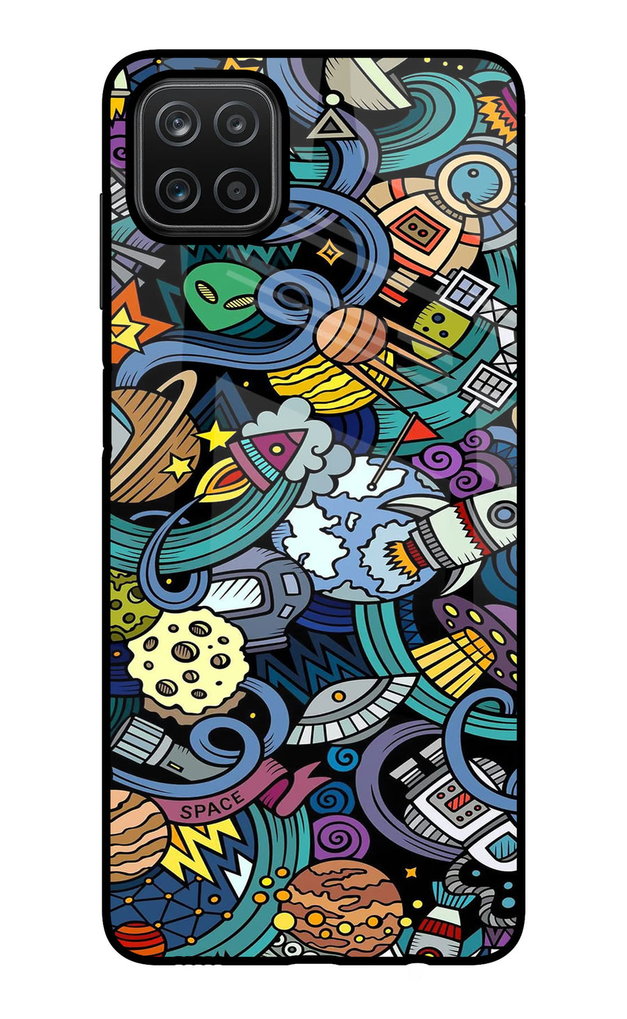 Space Abstract Samsung A12 Back Cover, Glass case