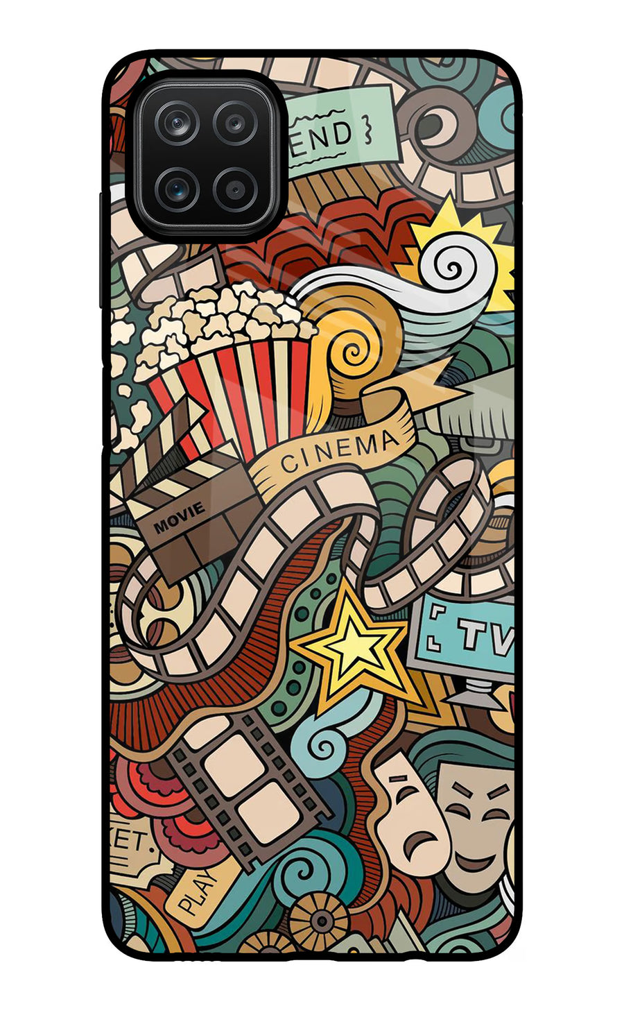 Cinema Abstract Samsung A12 Back Cover, Glass case