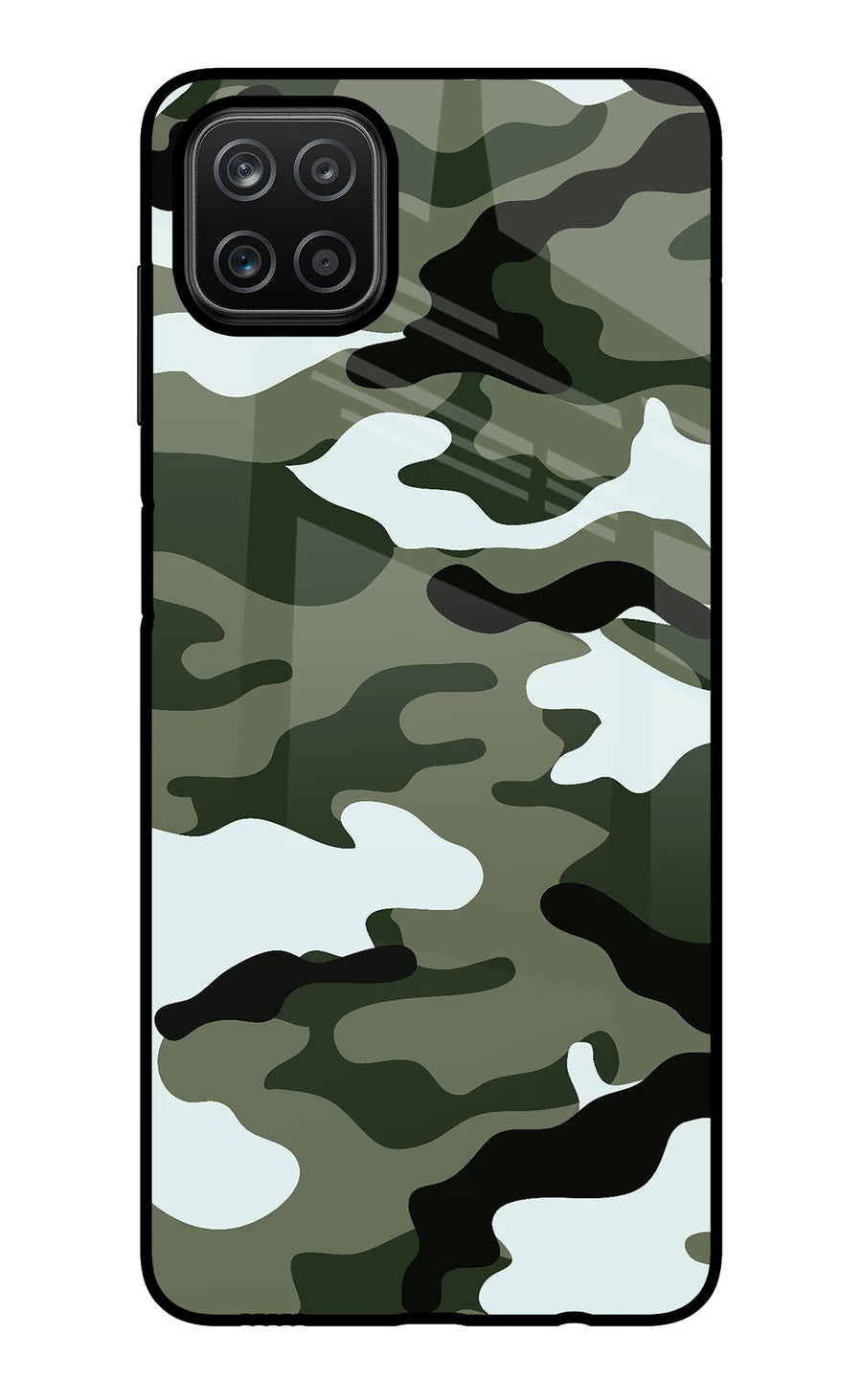 Camouflage Samsung A12 Back Cover, Glass case