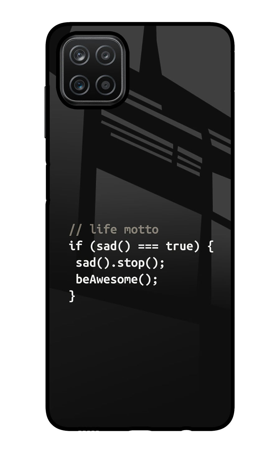 Life Motto Code Samsung A12 Back Cover, Glass case