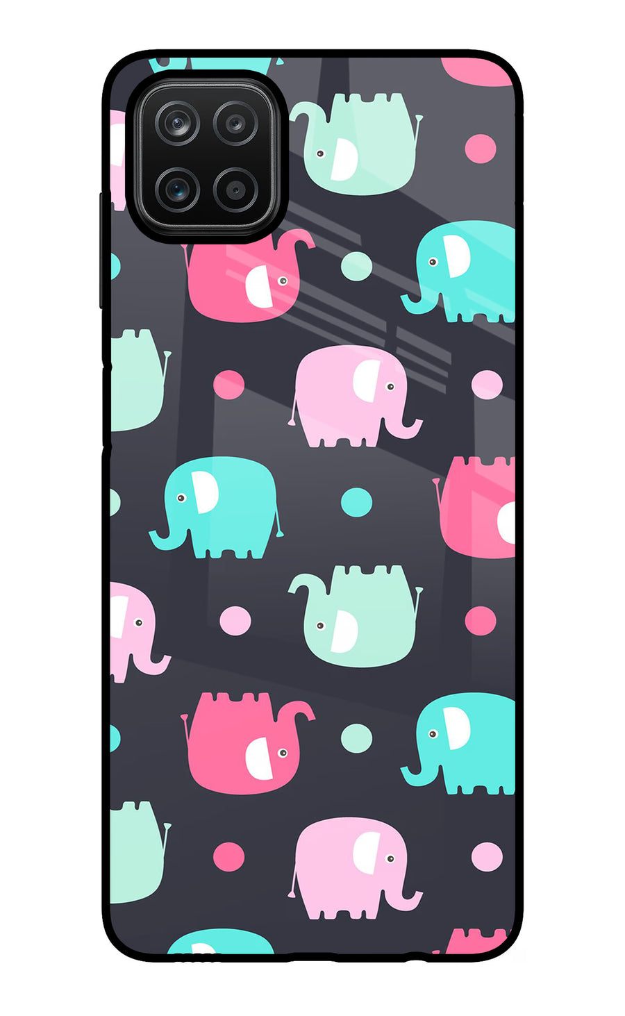 Elephants Samsung A12 Back Cover, Glass case
