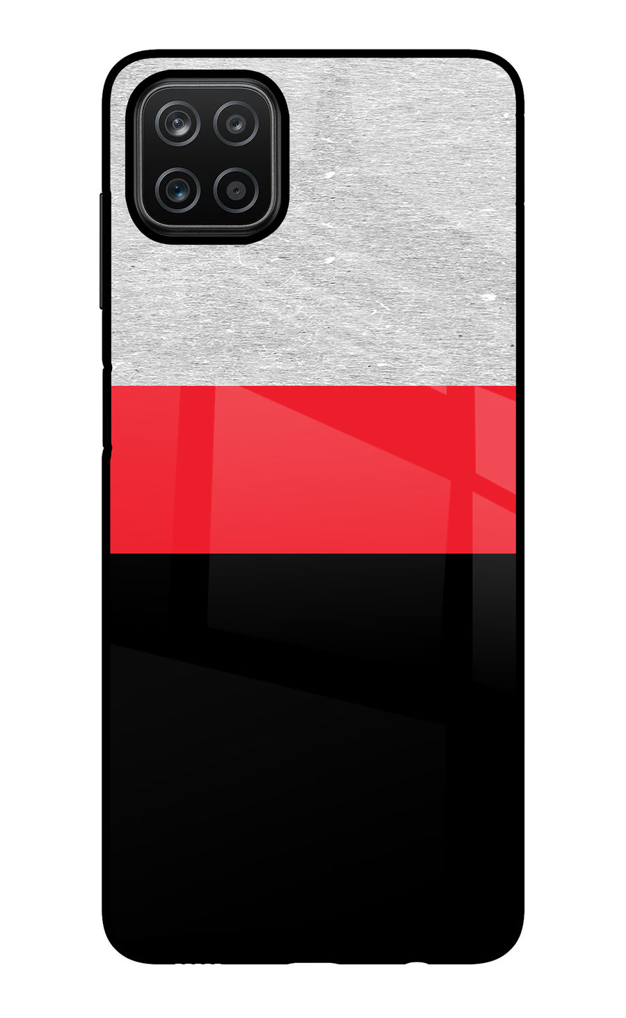 Tri Color Pattern Samsung A12 Back Cover, Glass case