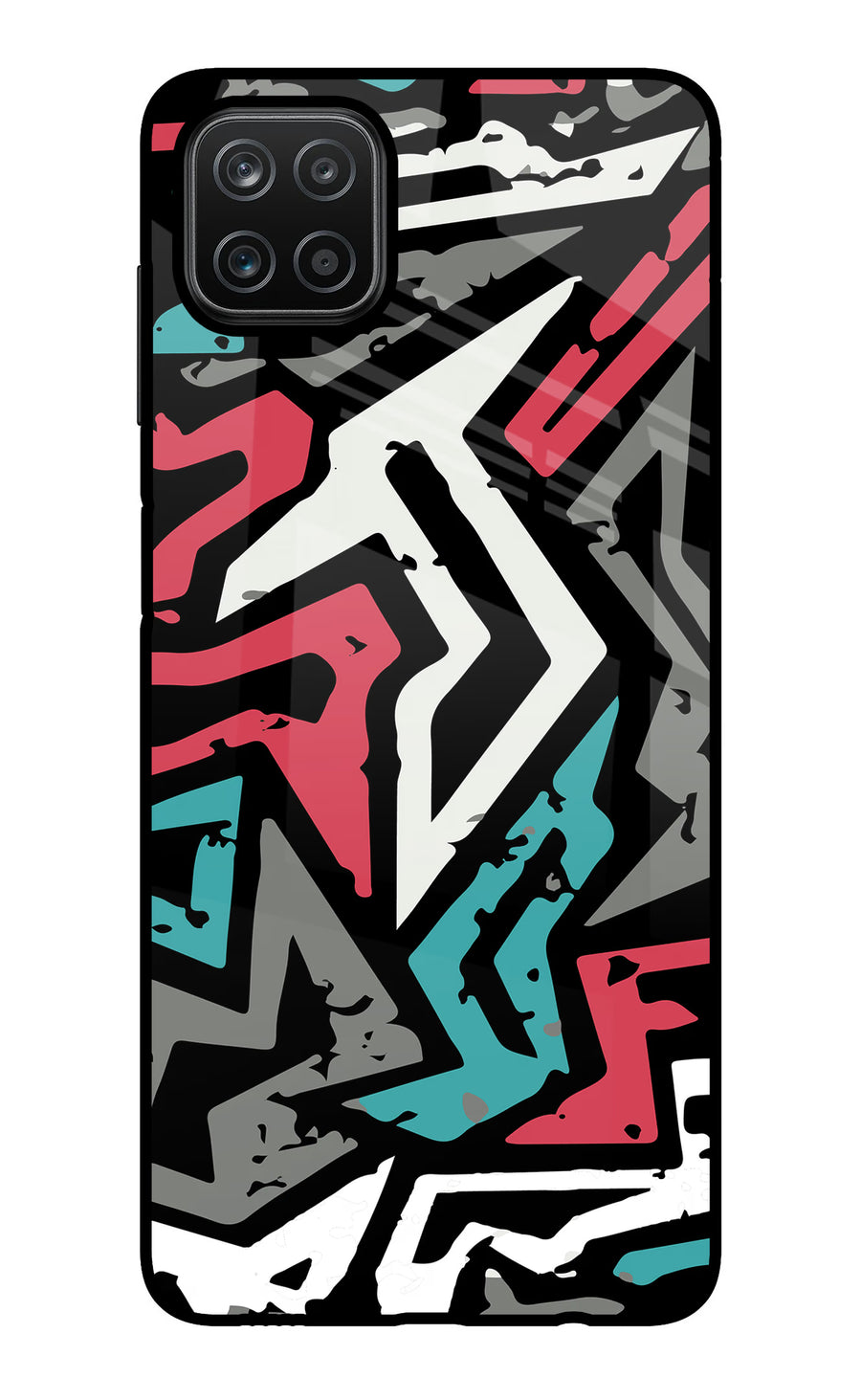 Geometric Graffiti Samsung A12 Back Cover, Glass case