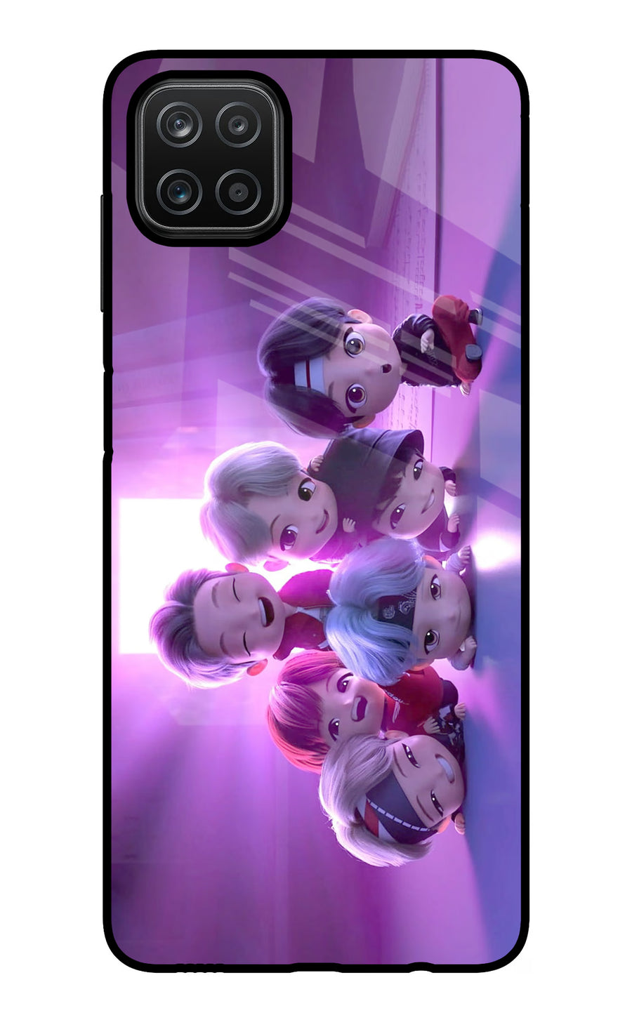 BTS Chibi Samsung A12 Back Cover, Glass case