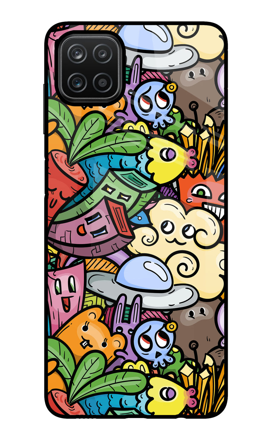 Veggie Doodle Samsung A12 Back Cover, Glass case