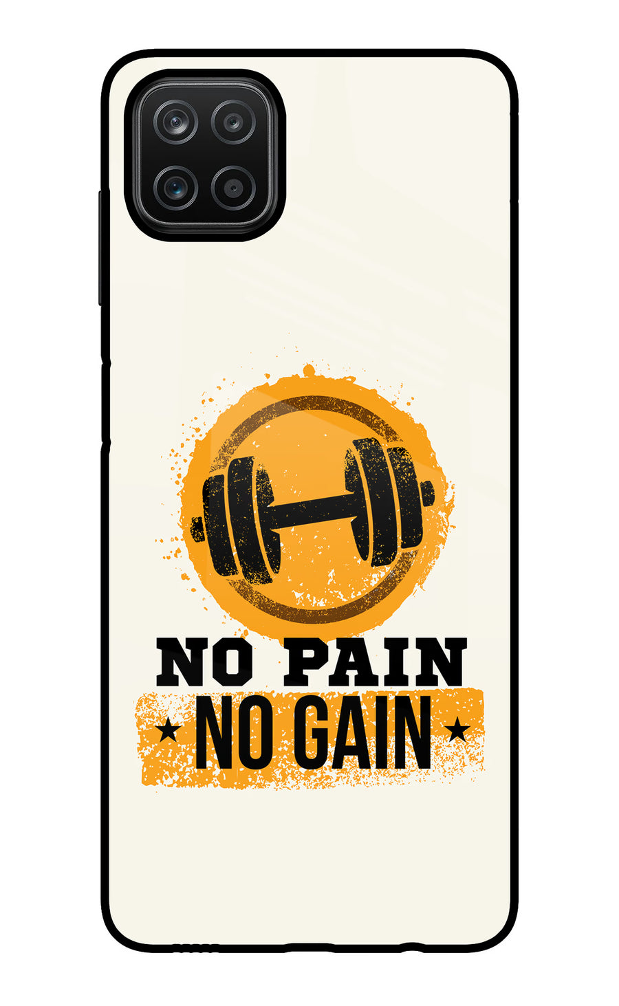 No Pain No Gain Samsung A12 Back Cover, Glass case