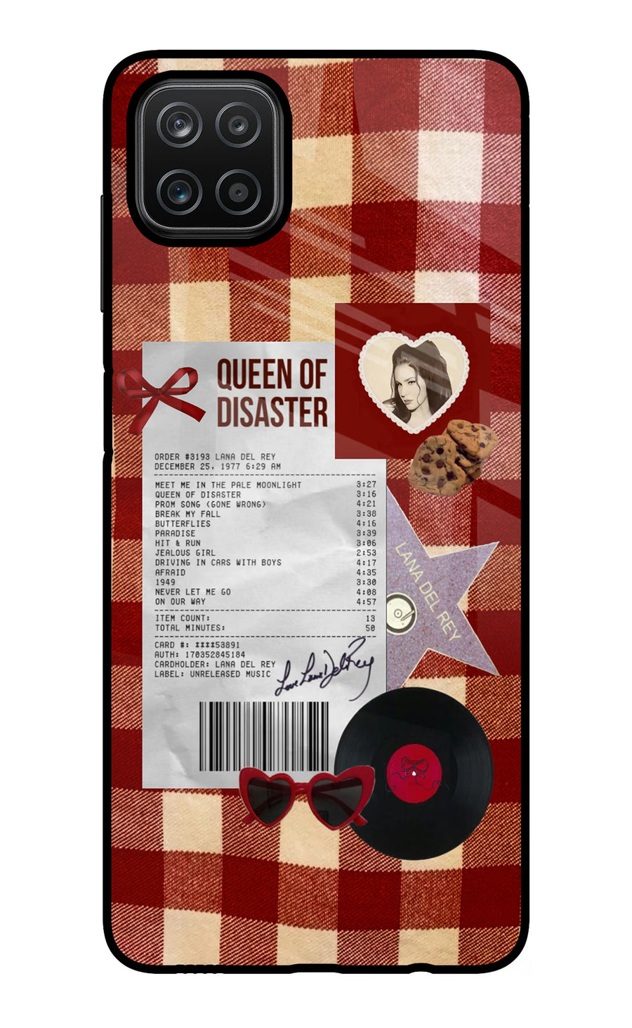 Queen of Disaster Samsung A12 Back Cover, Glass case