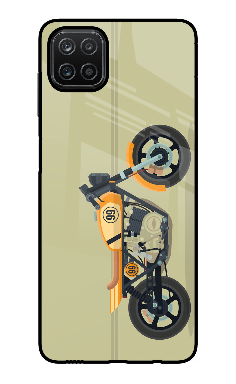 Vertical Speedster Samsung A12 Back Cover, Glass case