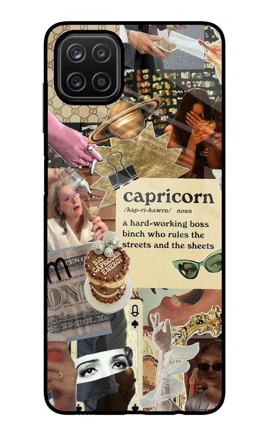 Capricorn Zodiac Samsung A12 Back Cover, Glass case