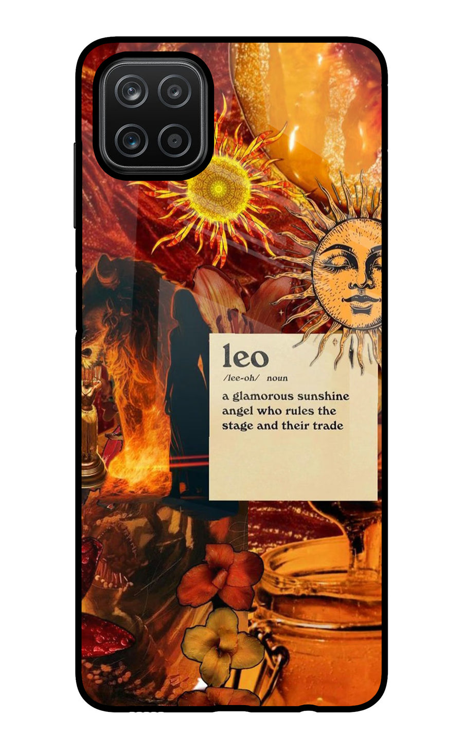 Leo Zodiac Samsung A12 Back Cover, Glass case