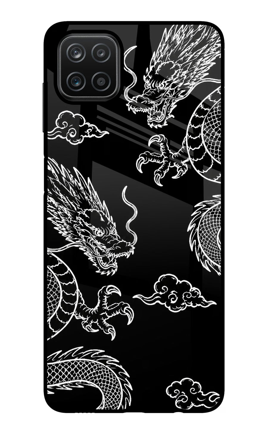 Twin Dragons Samsung A12 Back Cover, Glass case