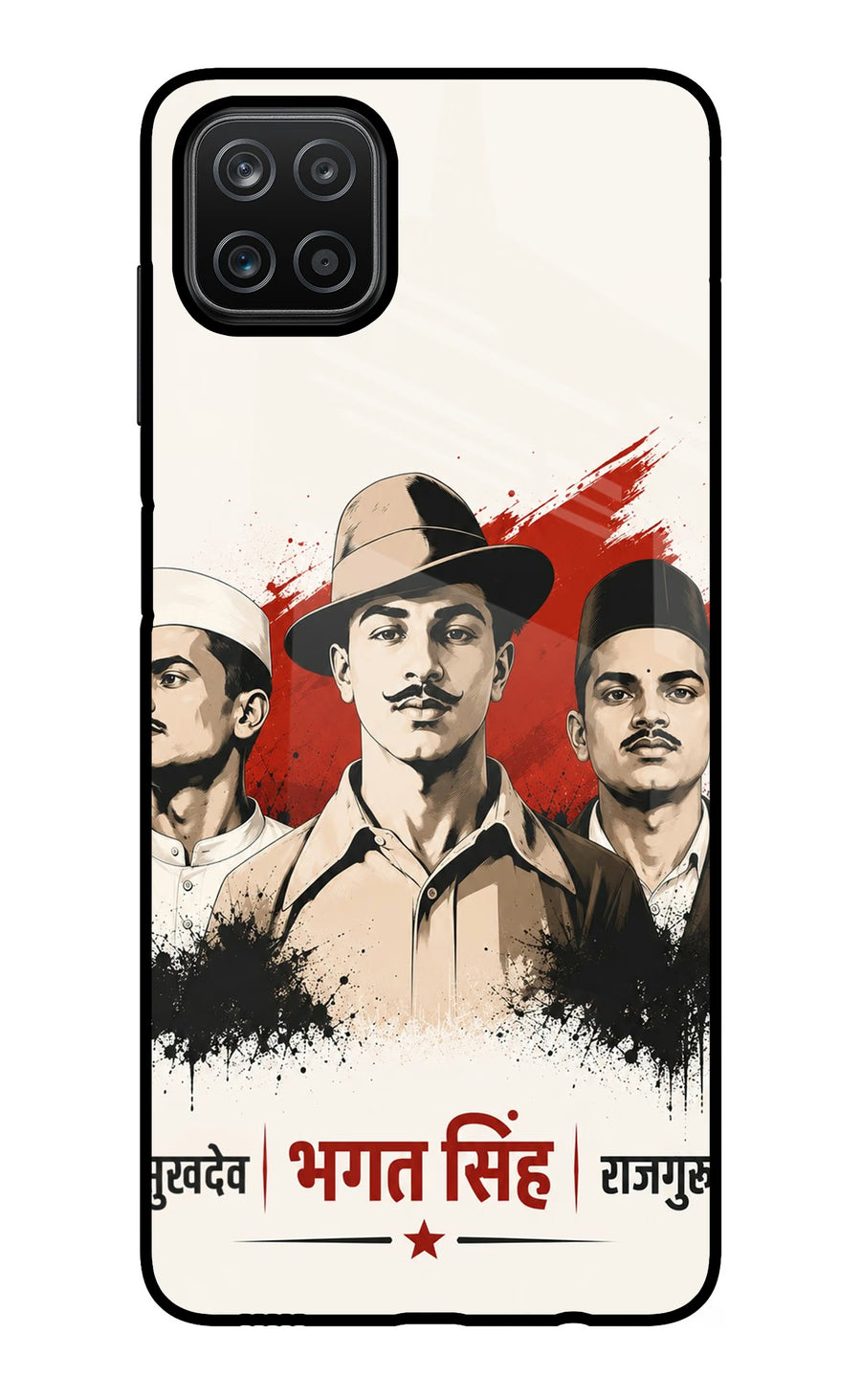 Bhagat Singh Trio Samsung A12 Back Cover, Glass case