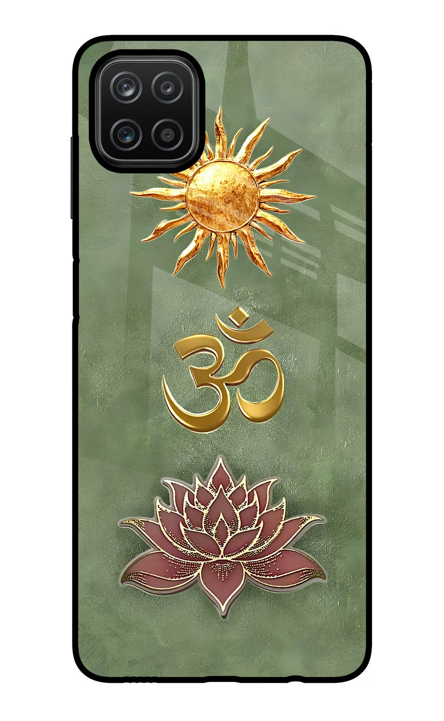 Om & Lotus Samsung A12 Back Cover, Glass case