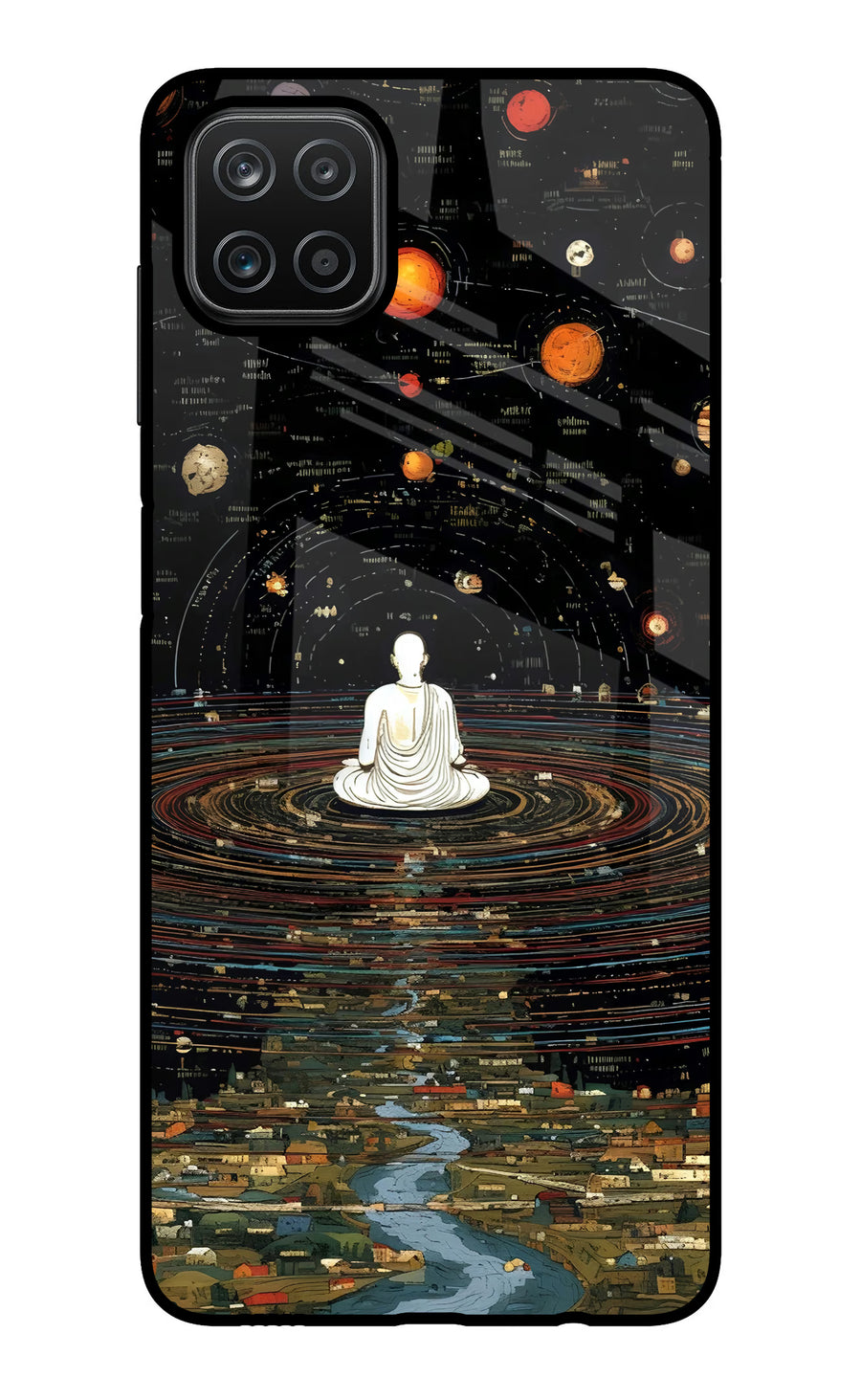 Space Monk Samsung A12 Back Cover, Glass case