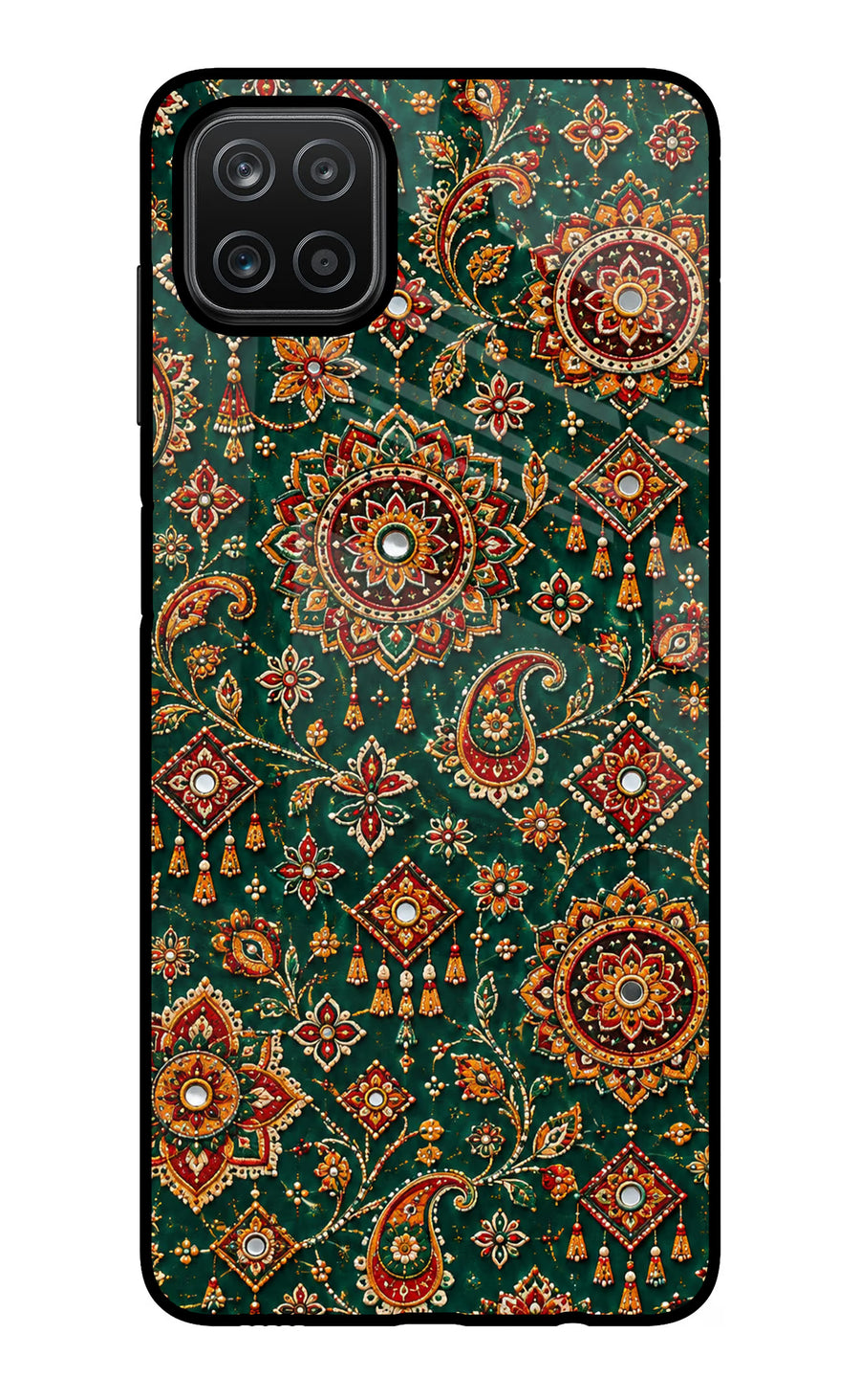 Green Pataka Samsung A12 Back Cover, Glass case