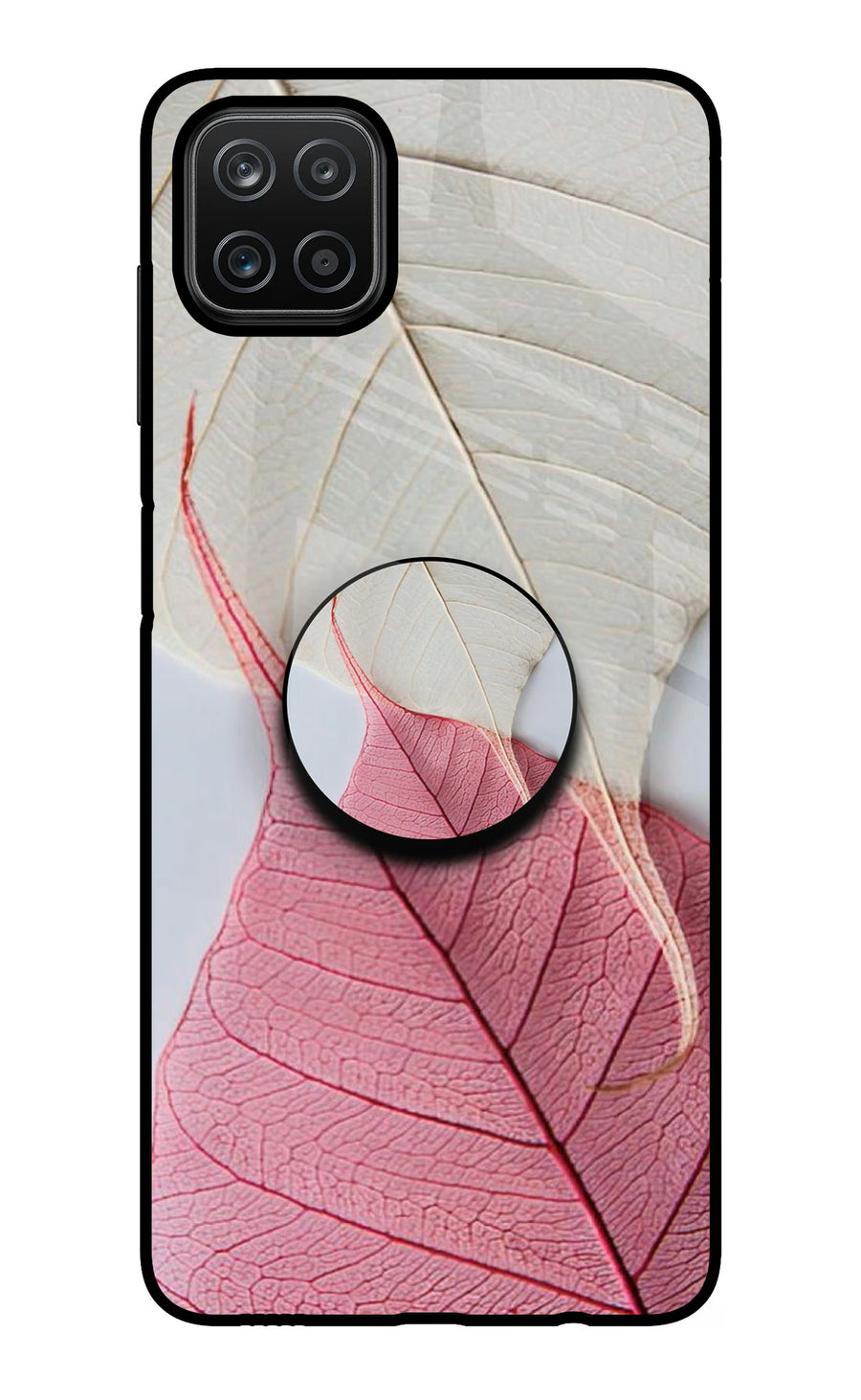 White Pink Leaf Samsung A12 Pop Case, Glass case