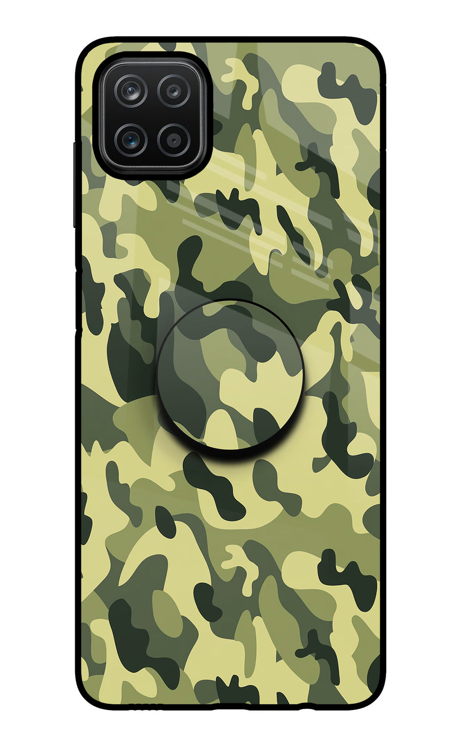 Camouflage Samsung A12 Pop Case, Glass case