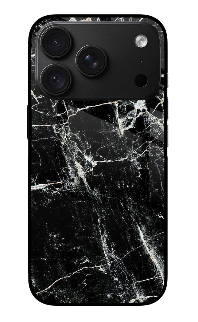 Black Marble Texture iPhone 18 Pro Glass Case