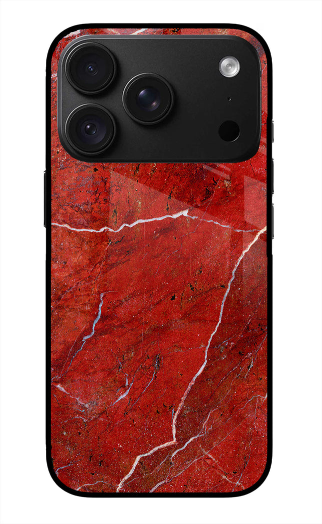 Red Marble Design iPhone 18 Pro Glass Case