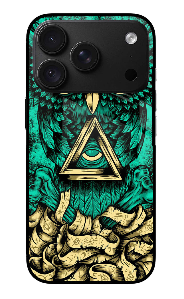 Green Owl iPhone 18 Pro Glass Case