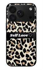 Leopard Print Self Love iPhone 18 Pro Glass Case