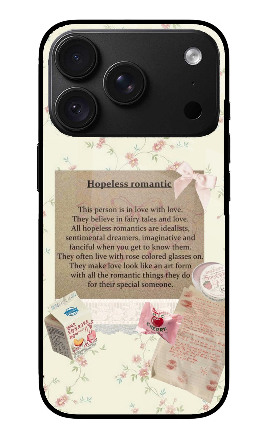 Hopeless Romantic iPhone 18 Pro Back Cover, Glass case