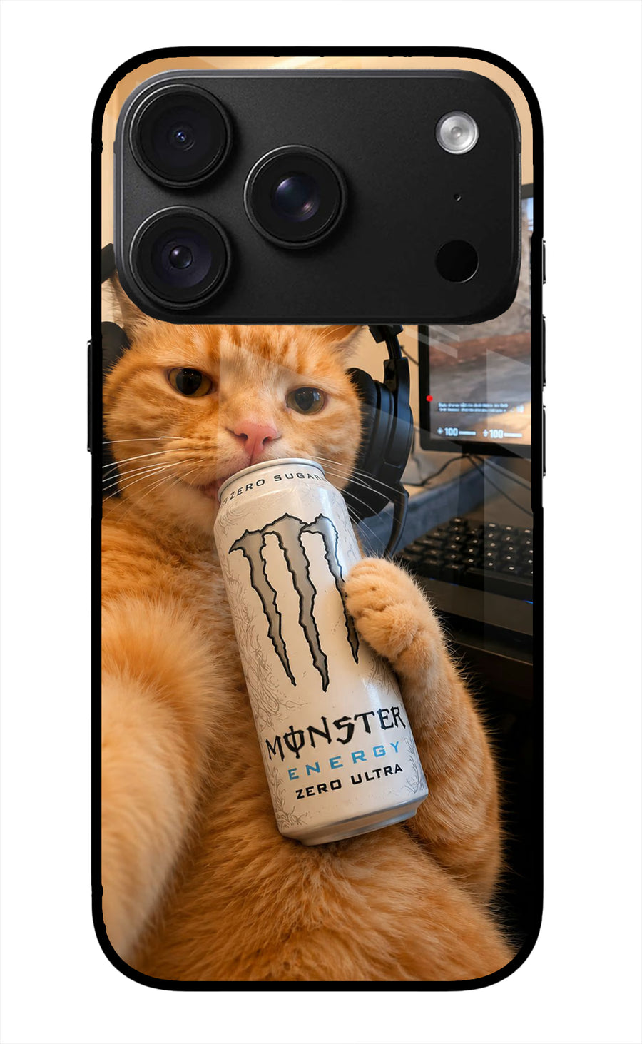 Gamer Cat Energy iPhone 18 Pro Back Cover, Glass case