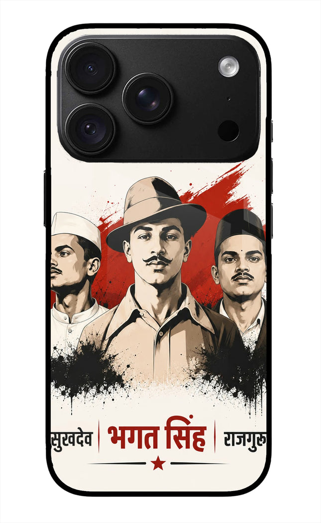 Bhagat Singh Trio iPhone 18 Pro Glass Case