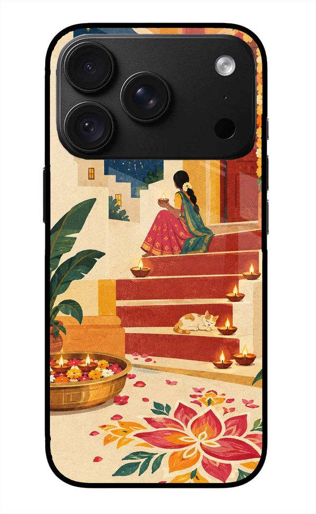 Diwali Rangoli iPhone 18 Pro Glass Case