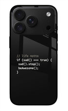 Life Motto Code iPhone 18 Pro Max Glass Case