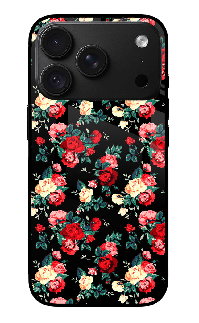 Rose Pattern iPhone 18 Pro Max Glass Case