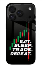 Eat Sleep Trade Repeat iPhone 18 Pro Max Glass Case