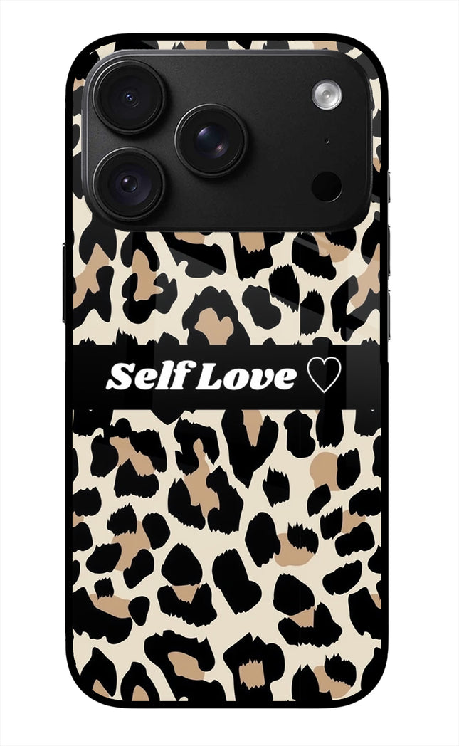 Leopard Print Self Love iPhone 18 Pro Max Glass Case