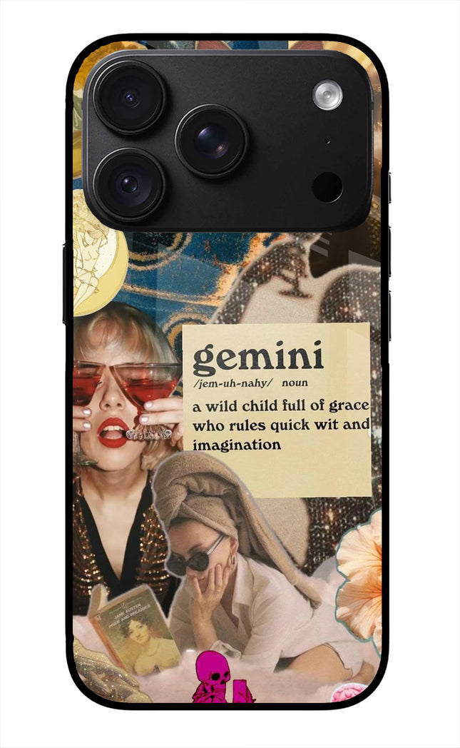 Gemini Zodiac iPhone 18 Pro Max Glass Case
