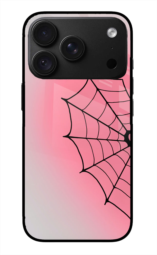 Pink Web iPhone 18 Pro Max Glass Case