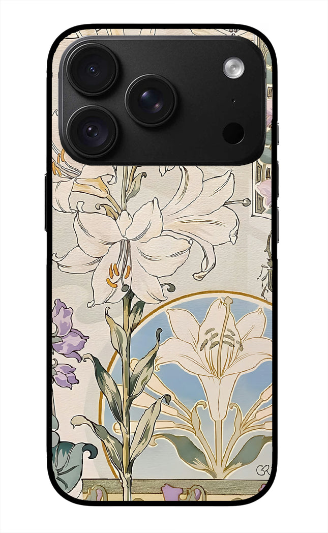White Lily iPhone 18 Pro Max Glass Case
