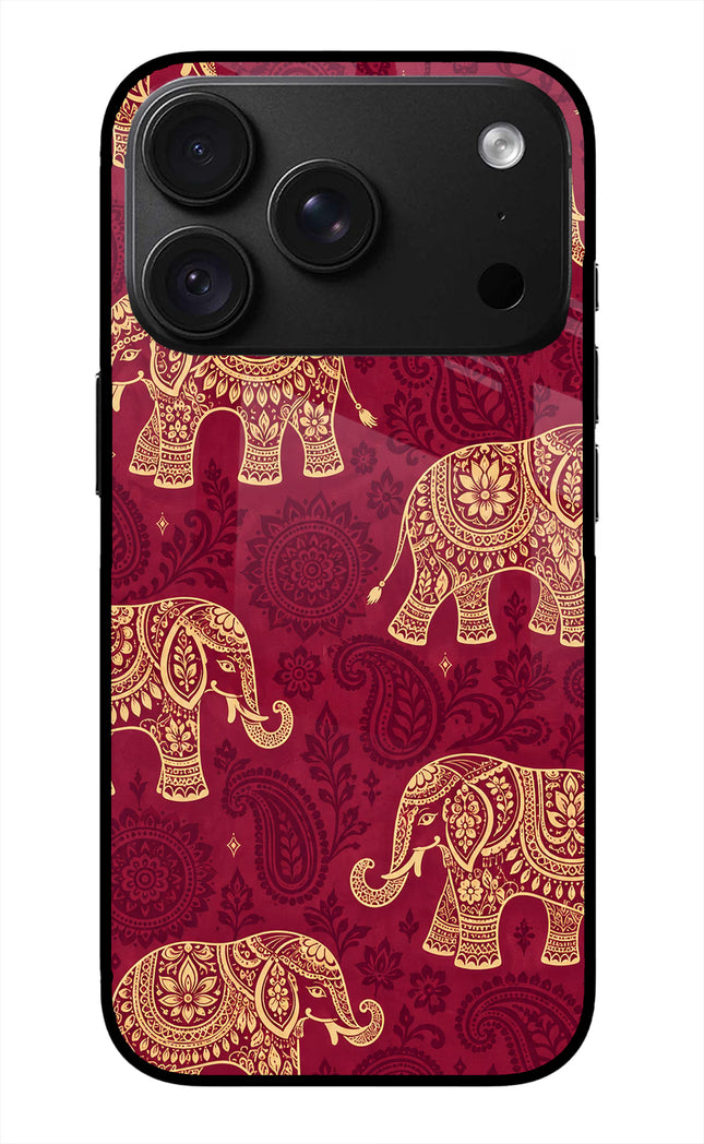 Maroon Elephant iPhone 18 Pro Max Glass Case