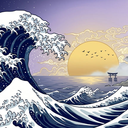 Great Wave mousepad design - 23x11 inch large gaming desk mat by Casekaro