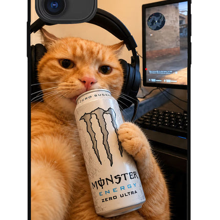 Gamer Cat Energy iPhone 11 Metal Case Back Cover by Casekaro