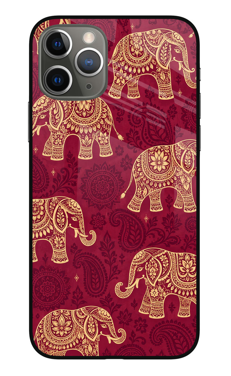 Maroon Elephant iPhone 11 Pro Back Cover, Metal case